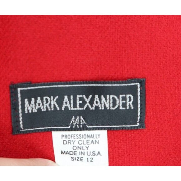 Mark Alexander Vintage Skirt Suit Size 12P Red Pleated Midi - Picture 15 of 16